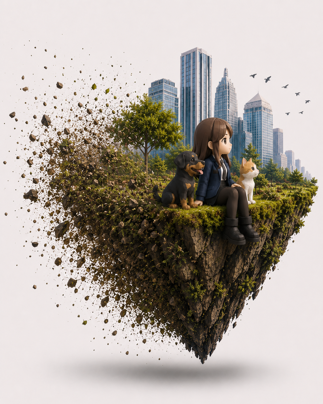 Floating island visual for better together portfolio section